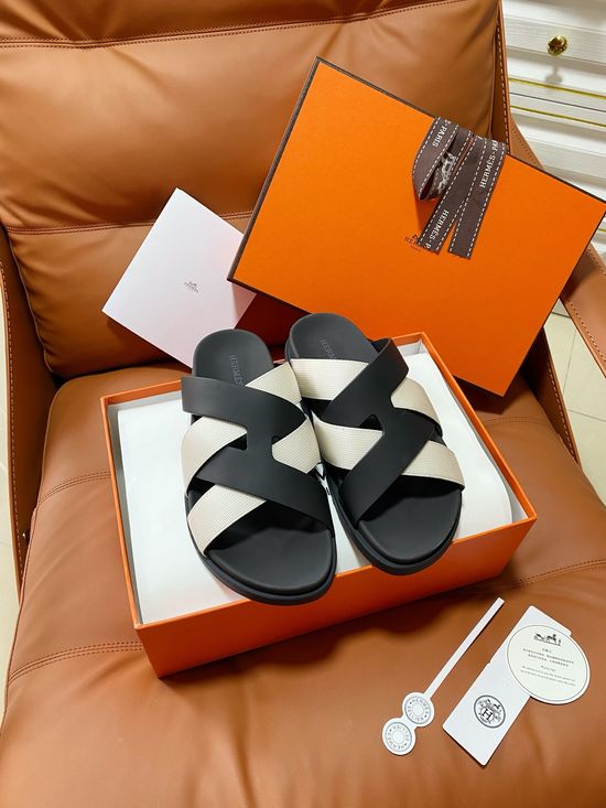 Hermes Vintage Crossover Cowhide Upper Non-slip Slippers