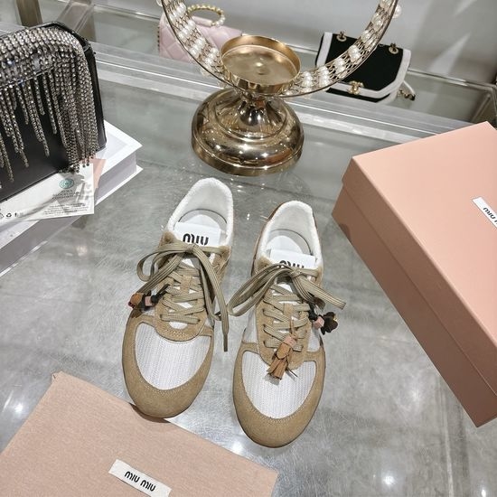 Miu Miu Suede Mesh Breathable Casual Training Shoes