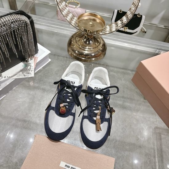 Miu Miu Suede Mesh Breathable Casual Training Shoes