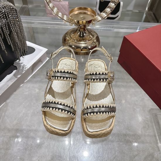 Roger Viver Rhinestone Decor Woven Non-slip Comfort Platform Sandals