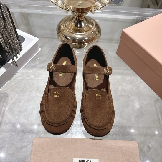 Miu Miu Stretchy Strap Comfortable Versatile Casual Flat Loafers