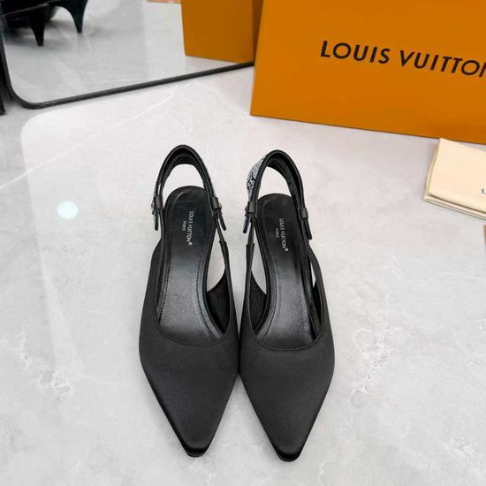 Louis Vuitton Leather Silk Upper Heeled Shoes Sheepskin Lined