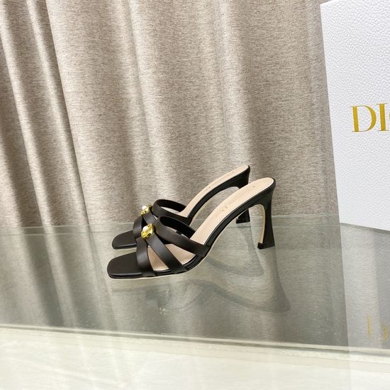 Christian Dior CD Pearl Decor High Heel Open Toe Sandals