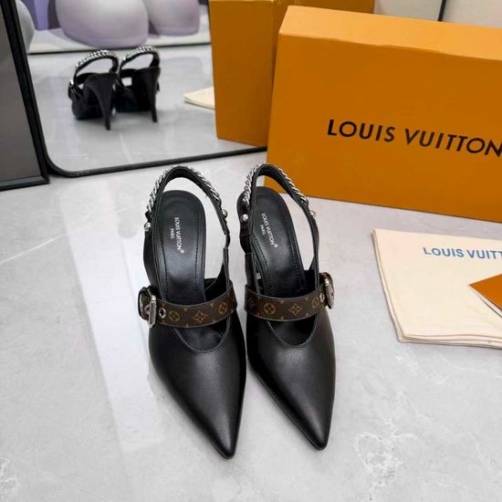 Louis Vuitton Genuine Leather High Heel Shoes Real Leather Outsole