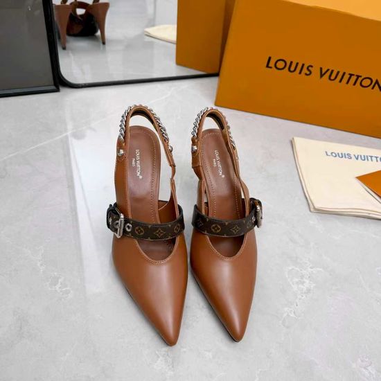 Louis Vuitton Genuine Leather High Heel Shoes Real Leather Outsole