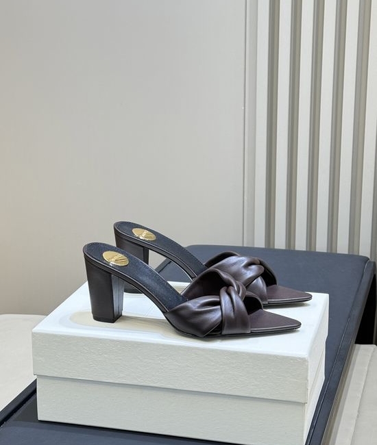 Yves Saint Laurent YSL Fashionable Twisted Strap Block Heel Mules Comfortable
