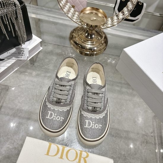 Christian Dior CD Embroidered Printed Thick Sole Casual Loafers