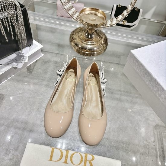 Christian Dior CD Bow Decor Hollow Block Heel Mary Jane Shoes