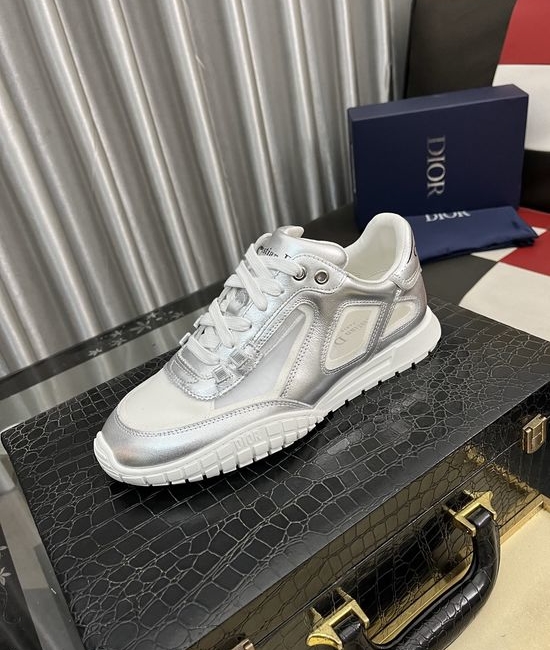 Christian Dior CD Casual Sneakers with Mesh and Leather Upper