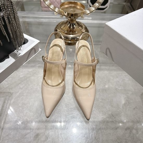 Christian Dior CD Patent Leather Pointed Toe Mary Jane Heels Sandals
