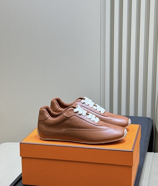 Hermes Comfortable Retro Casual Training Shoes In Premium Leather