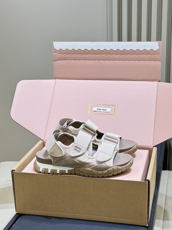 Miu Miu Hook-and-loop Sport Sandals Non-slip Rubber Sole Daily Wear