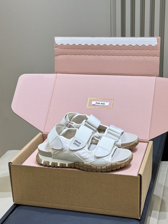Miu Miu Hook-and-loop Sport Sandals Non-slip Rubber Sole Daily Wear
