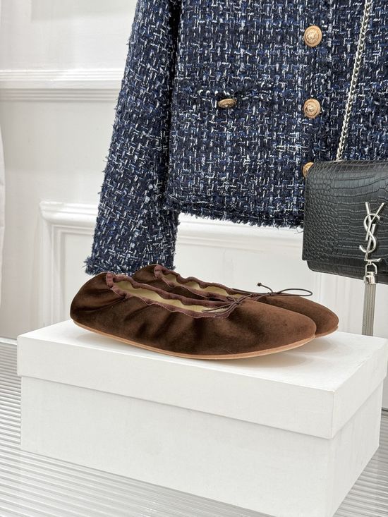 The Row Minimalist Bow Decor Leather Ballet Flats