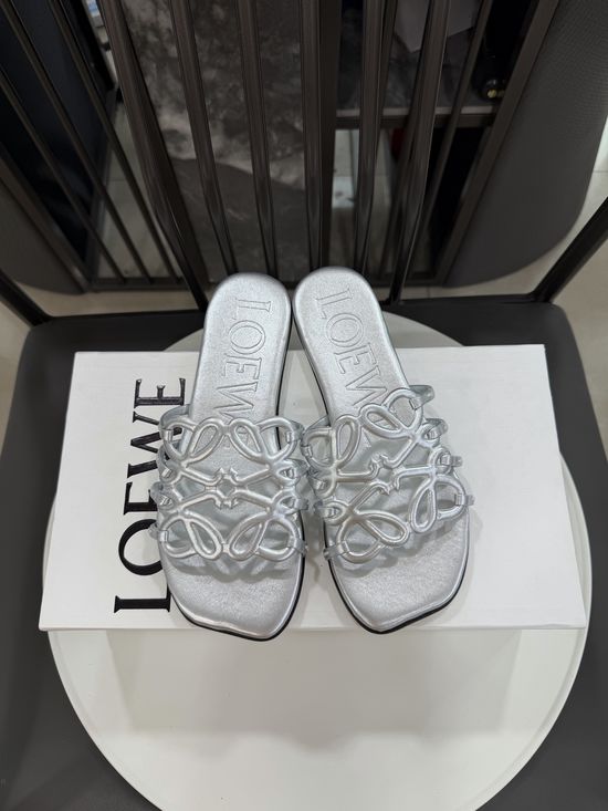 Loewe Woven Logo Premium Leather Comfort Flat Slides