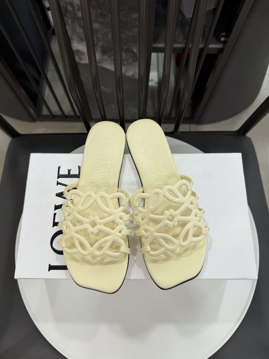 Loewe Woven Logo Premium Leather Comfort Flat Slides