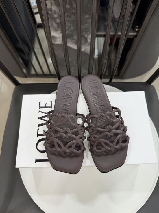 Loewe Woven Logo Premium Leather Comfort Flat Slides