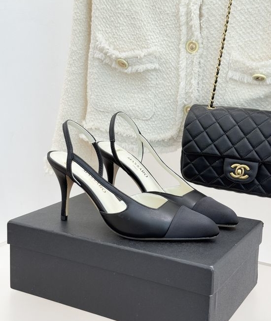 Chanel Color Block Pointed Toe Elegant High Heel Sandals