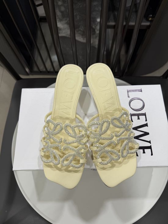 Loewe Rhinestone Heel Woven Logo Comfortable Flats