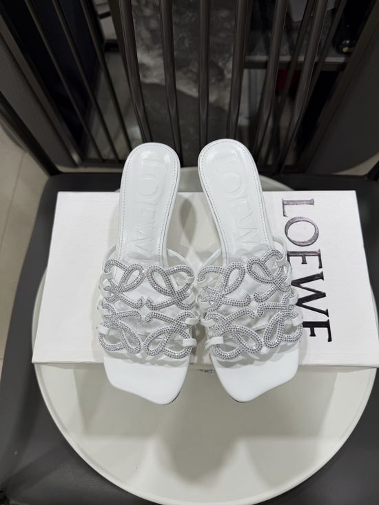 Loewe Rhinestone Heel Woven Logo Comfortable Flats