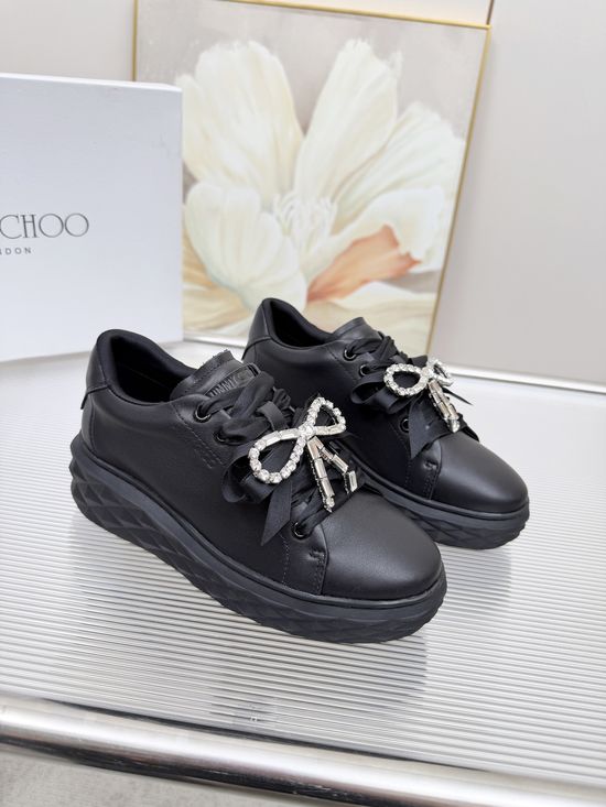Jimmy Choo Embellished Genuine Leather Comfort Elevated Sneakers