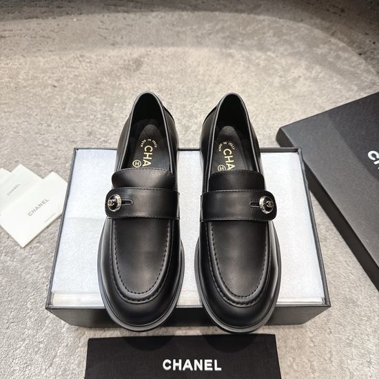 Chanel Patent Leather Rhinestone Buckle Loafers Premium Quality