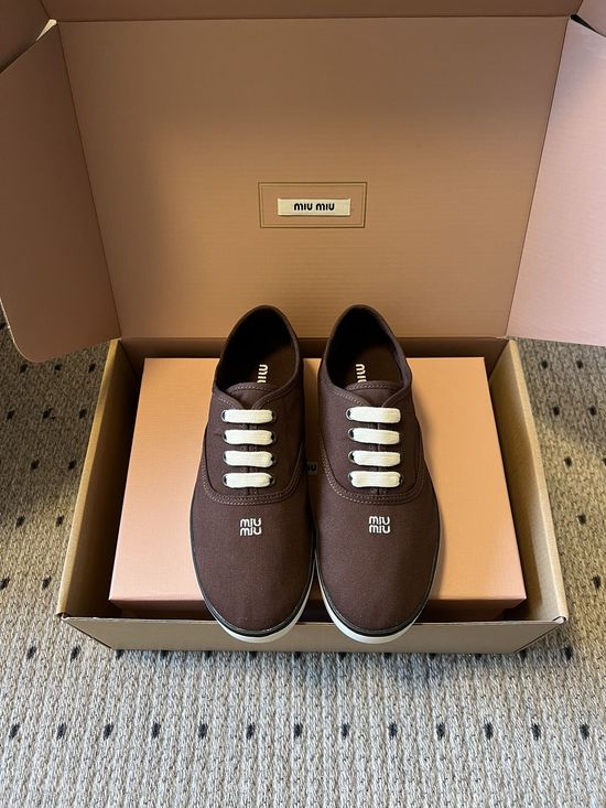 Miu Miu Comfortable Low Top Canvas Shoes Soft Sole Casual Daily Footwear