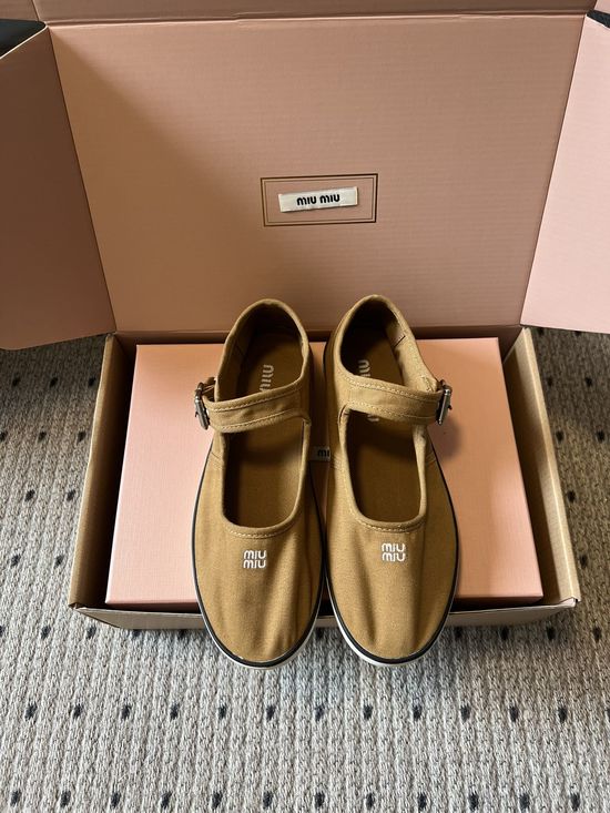 Miu Miu Comfortable Canvas Mary Jane Shoes Soft Sole Casual Daily Shoes
