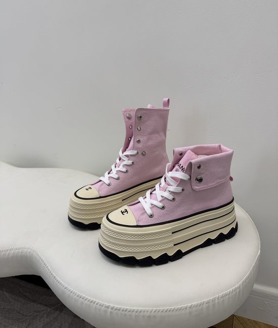 Chanel Versatile Two Way Wear Canvas High Top Sneakers