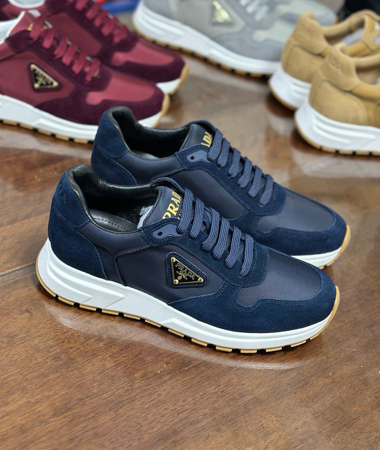 Prada Suede Leather Sneakers with Lightweight Shock Absorbing Sole
