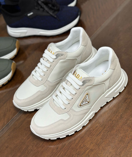 Prada Suede Leather Sneakers with Lightweight Shock Absorbing Sole