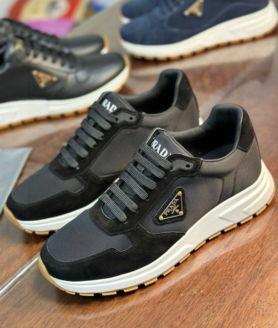 Prada Premium Fabric Sneakers with Soft Sheepskin Lining