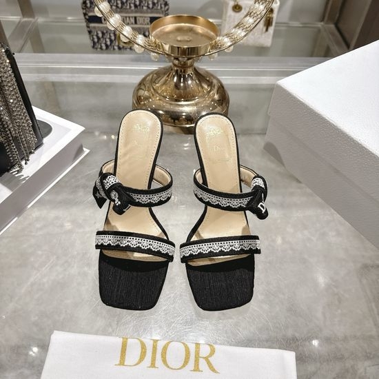 Christian Dior CD Bow Embellished High Heel Open Toe Sandals