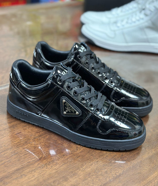 Prada Premium Leather Sneakers with Lightweight Flexible Sole