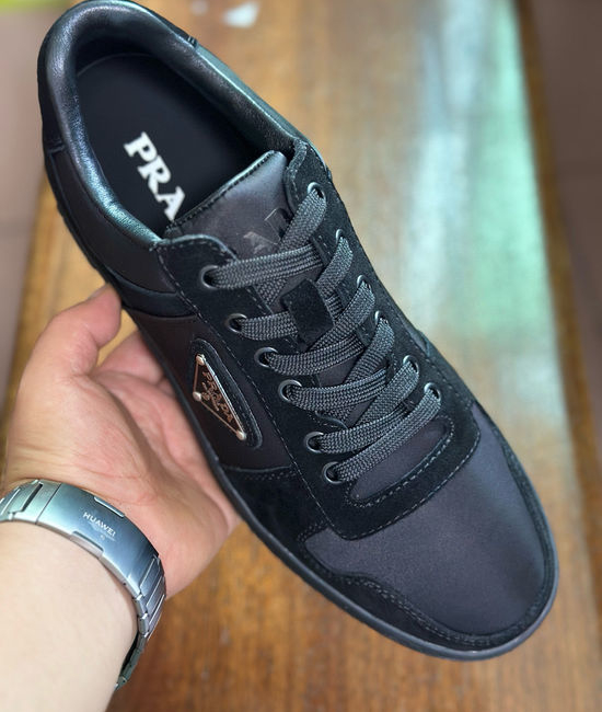 Prada Premium Leather Sneakers with Lightweight Flexible Sole