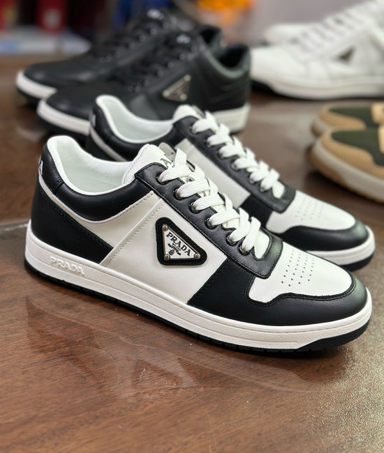 Prada Premium Leather Sneakers with Lightweight Flexible Sole