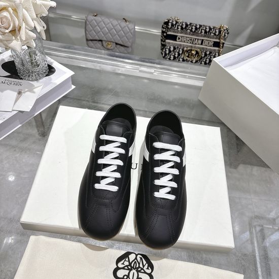 McQueen Vintage Style Leather Sneakers Soft Comfortable Casual Trainers