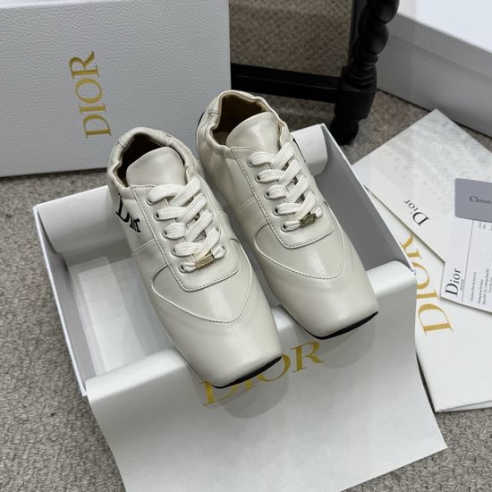 Christian Dior CD Square Toe Leather Fabric Casual Sports Sneakers