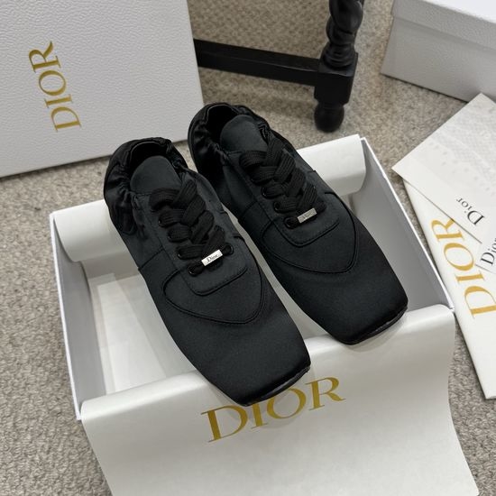 Christian Dior CD Square Toe Leather Fabric Casual Sports Sneakers