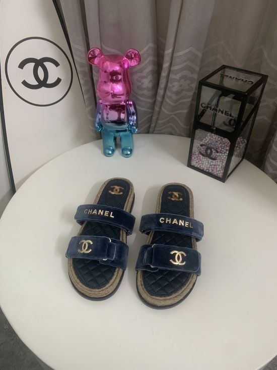 Chanel Velvet Espadrille Platform Sandals with Leather Sole