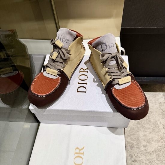 Christian Dior CD Casual Leather Sneakers Soft Sheepskin Lining Non-Slip Sole