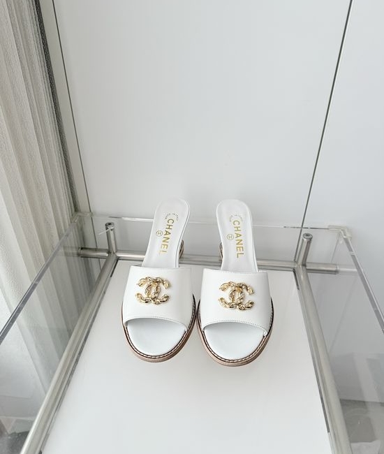 Chanel Premium Sheepskin Leather Mid Heel Sandals