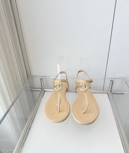 Chanel Premium Sheepskin Low Heel Sandals Italian Leather Sole