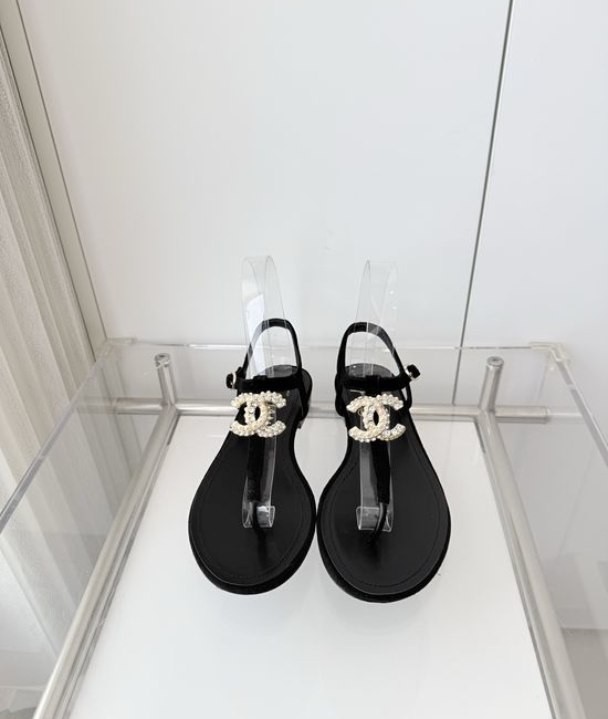 Chanel Premium Suede Low Heel Sandals Italian Leather Sole