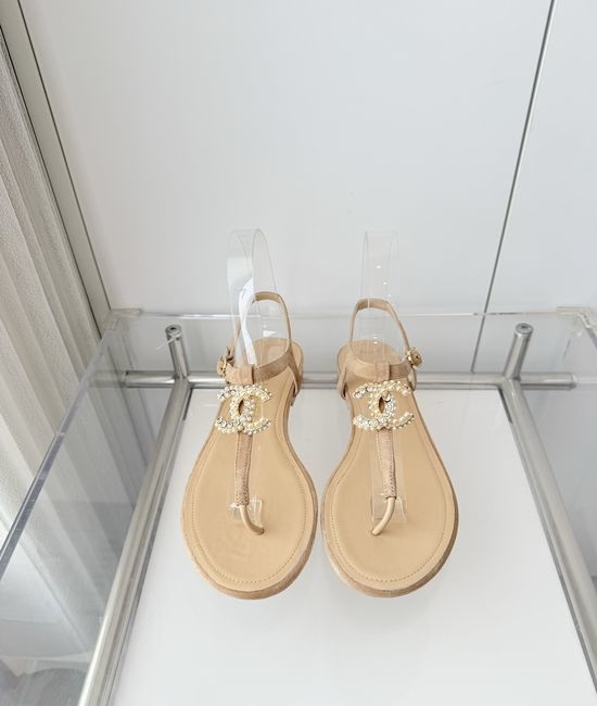 Chanel Premium Suede Low Heel Sandals Italian Leather Sole