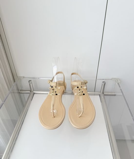 Chanel Premium Sheepskin Low Heel Sandals Italian Leather Sole