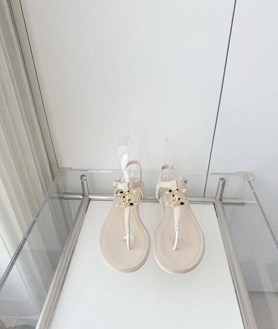 Chanel Premium Sheepskin Low Heel Sandals Italian Leather Sole