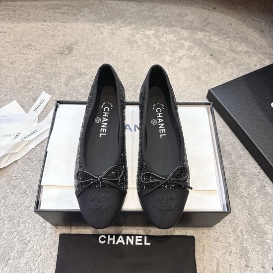 Chanel Elegant Daily Wear Velvet Ballet Flat Shoes