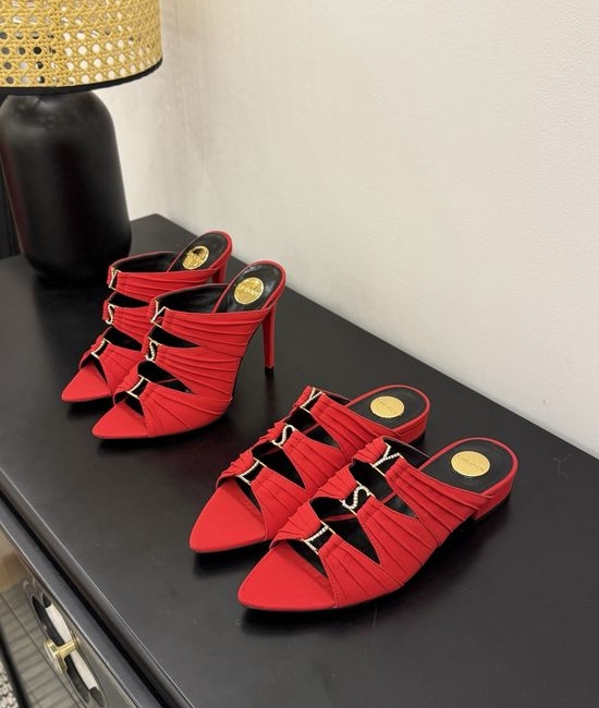 Yves Saint Laurent YSL Elegant Silk Upper Heeled Sandals With Logo Heel