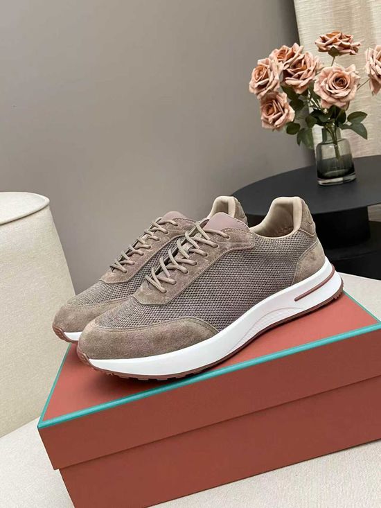 Loro Piana Low Top Sneakers Breathable Knit Upper Non-slip Sole